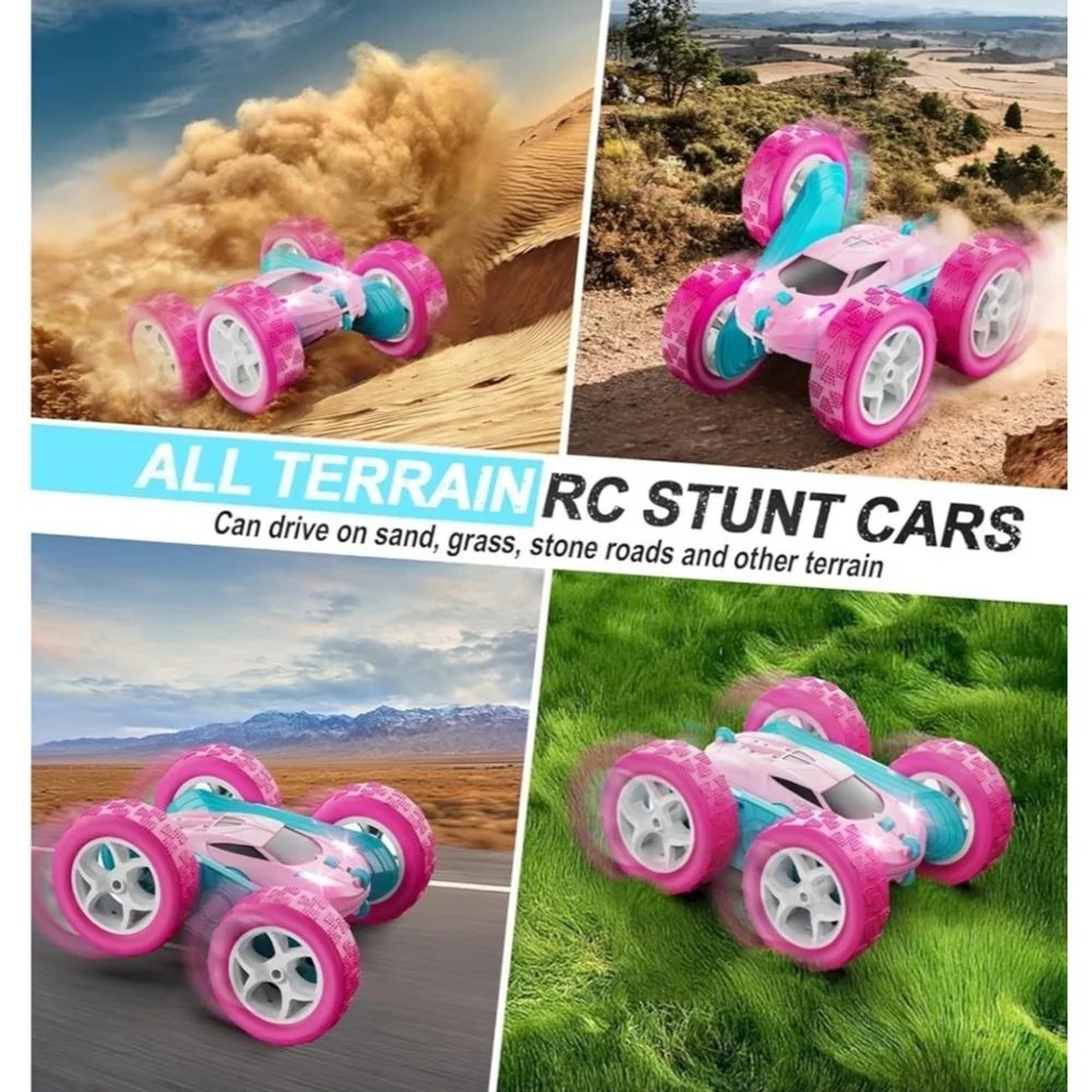 RC Cars Remote Control Car for Girls, 2.4 GHZ Double Sided RC Stunt Car Pink